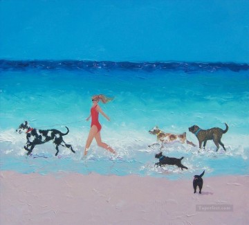 hunde spielen poker Ölbilder verkaufen - Mädchen und Hunde die auf Strand